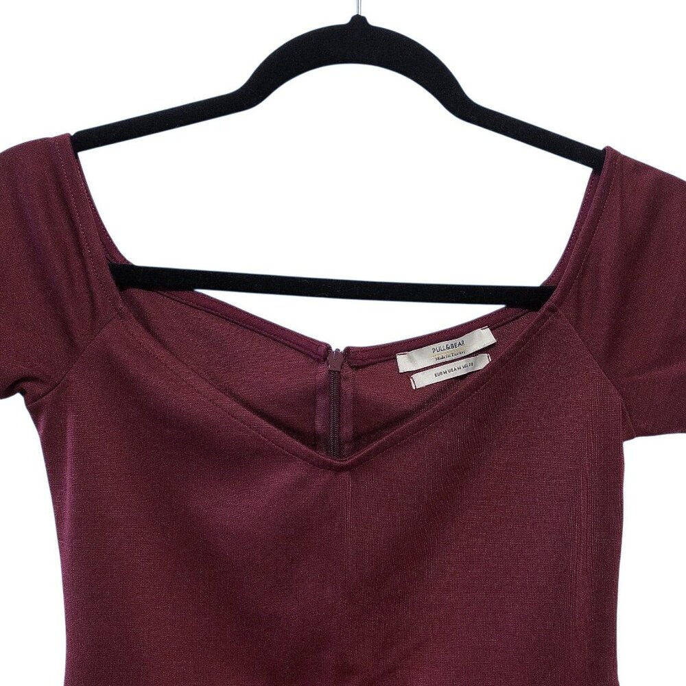 Pull&Bear Solid Burgundy Off-Shoulder Bodycon Min… - image 4